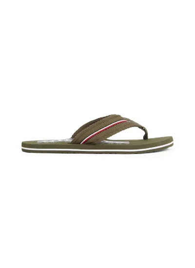 TOMMY HILFIGER Men's Signature Tape Webbing Flip-Flops - Polyester, Green