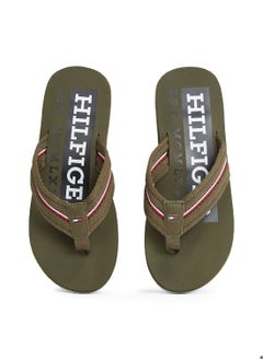 TOMMY HILFIGER Men's Signature Tape Webbing Flip-Flops - Polyester, Green  - Image 4
