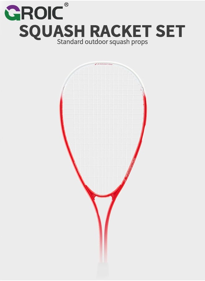 GROIC - 1 Pair Squash Racket Set for Adults, 27 Inch Squash Racket Tennis Racket for Beginner and Professional with 6 Squash Balls,  2 Vibration Damper, 2 Handles Grips, 2 Tennis Bag, 2 Sports Wristband - Image 1