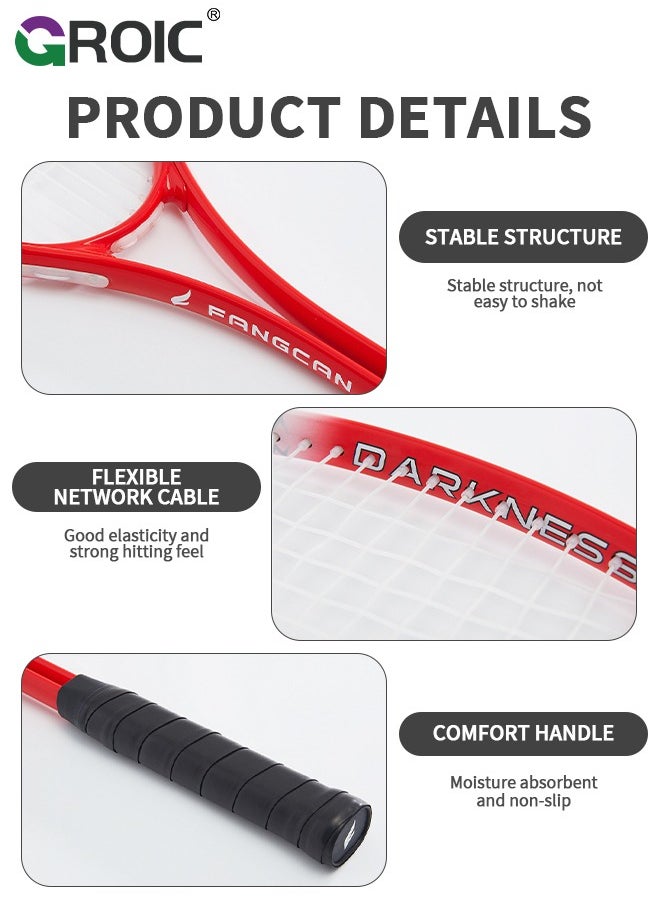 GROIC - 1 Pair Squash Racket Set for Adults, 27 Inch Squash Racket Tennis Racket for Beginner and Professional with 6 Squash Balls,  2 Vibration Damper, 2 Handles Grips, 2 Tennis Bag, 2 Sports Wristband - Image 1