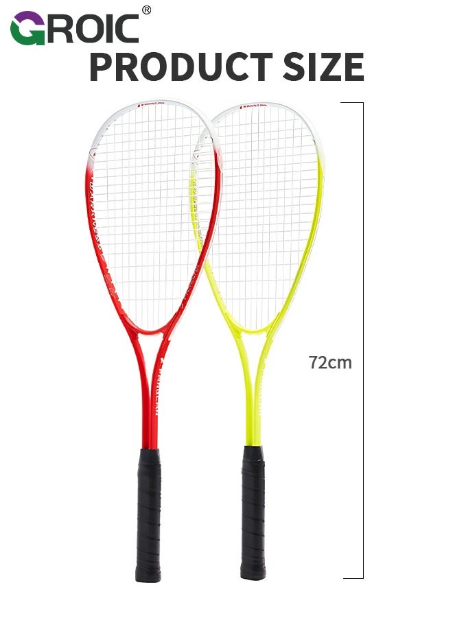 GROIC - 1 Pair Squash Racket Set for Adults, 27 Inch Squash Racket Tennis Racket for Beginner and Professional with 6 Squash Balls,  2 Vibration Damper, 2 Handles Grips, 2 Tennis Bag, 2 Sports Wristband - Image 1