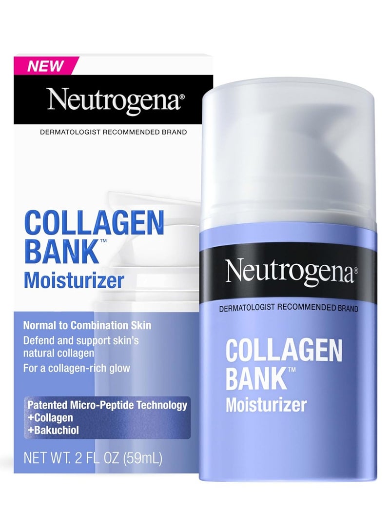 Neutrogena Collagen Bank Face Moisturizer, Daily Anti-Aging Face & Neck Collagen Cream with Bakuchiol, Face Lotion to Support Skin’s Natural Collagen for Visibly Plump Skin 2 fl. ozFluid Ounce - Image 1