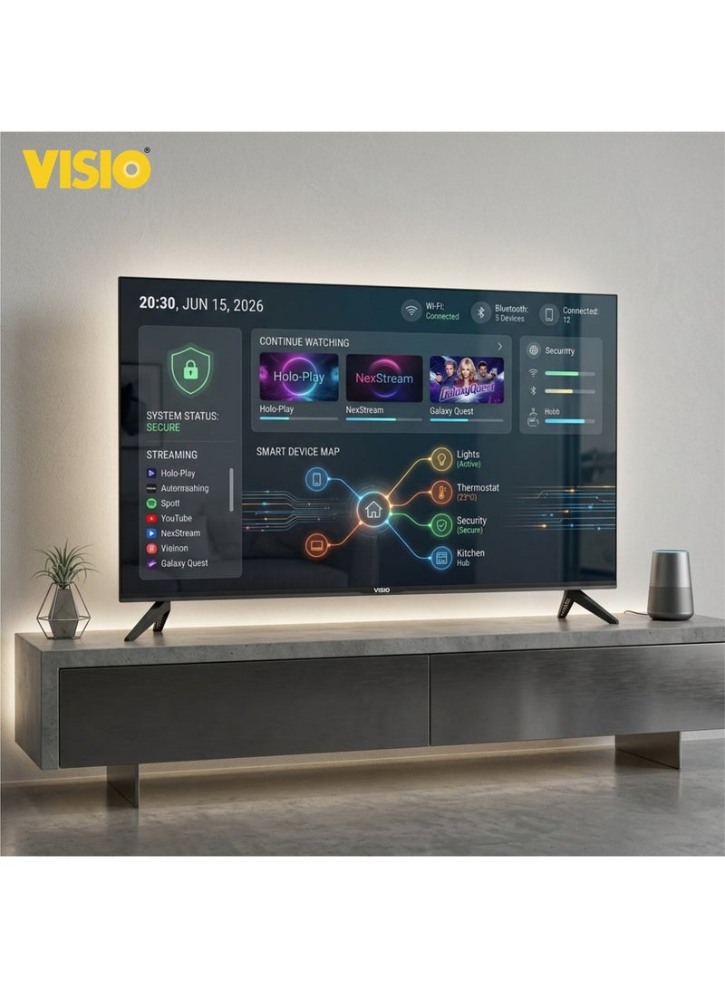 VISIO 50 Inch 4K UHD Smart LED TV - Android 15 AOSP, Quad Core, Frameless Design, Wi-Fi, 3 HDMI, 2 USB, Built-in Satellite Receiver (DVB-S2/T), EShare Screen Mirroring, Wall Mount Included, (2026 Model) - Black 50VSJ - Image 3