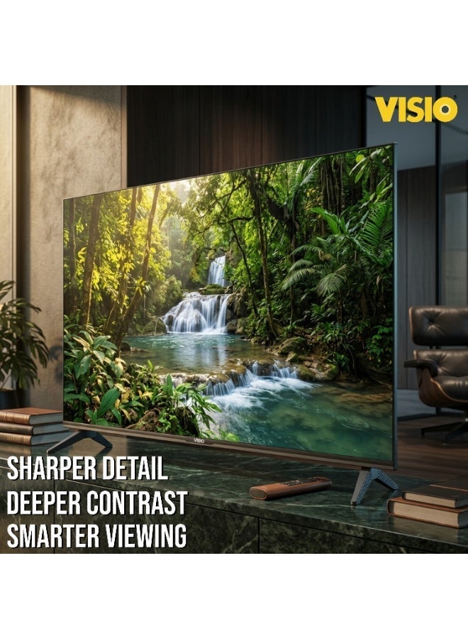 VISIO 50 Inch 4K UHD Smart LED TV - Android 15 AOSP, Quad Core, Frameless Design, Wi-Fi, 3 HDMI, 2 USB, Built-in Satellite Receiver (DVB-S2/T), EShare Screen Mirroring, Wall Mount Included, (2026 Model) - Black 50VSJ - Image 2