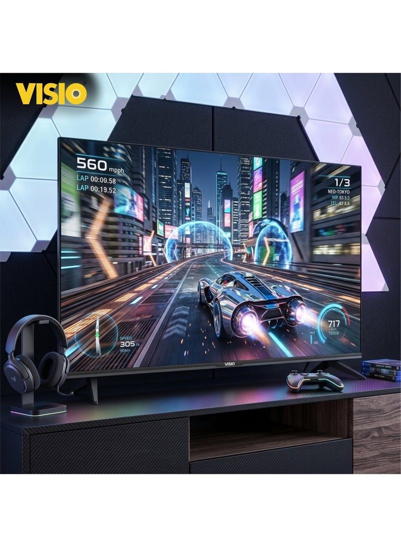 VISIO 50 Inch 4K UHD Smart LED TV - Android 15 AOSP, Quad Core, Frameless Design, Wi-Fi, 3 HDMI, 2 USB, Built-in Satellite Receiver (DVB-S2/T), EShare Screen Mirroring, Wall Mount Included, (2026 Model) - Black 50VSJ - Image 4
