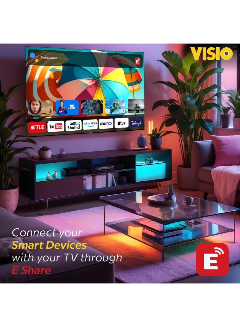 VISIO 50 Inch 4K UHD Smart LED TV - Android 15 AOSP, Quad Core, Frameless Design, Wi-Fi, 3 HDMI, 2 USB, Built-in Satellite Receiver (DVB-S2/T), EShare Screen Mirroring, Wall Mount Included, (2026 Model) - Black 50VSJ - Image 5