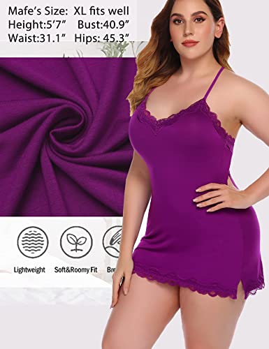 Avidlove Women Chemises Lingerie Mini Babydoll Sleepwear Cami Dress(Purple,S) - Image 5