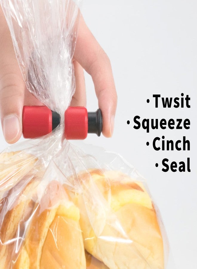 kulusion 24 Pcs Bread Bag Clips Value Set Grade Food Bag Squeeze Clips Food Fruit Bread Bag Cinch Non-Slip Grip Sealer Rubber Pads or Lid on Bottom, Easy To Squeeze Lock Release, 12 Blue & 12 Red Clips - Image 4