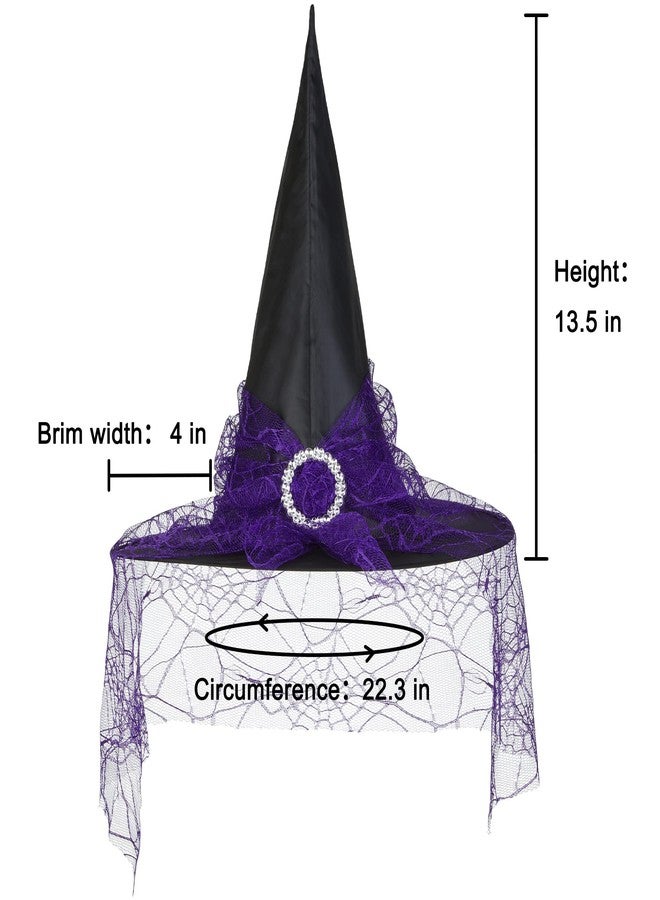 Leuceiy Witch Hat,Witch Hats for Women, Halloween Wizard Hat with Veil Party Costume Accessory - Image 3