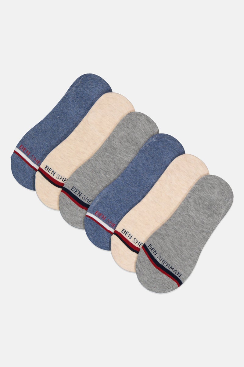 Ben Sherman Men 6 Pairs Brand Logo No Show Liner Socks, Multicolor  - Image 1