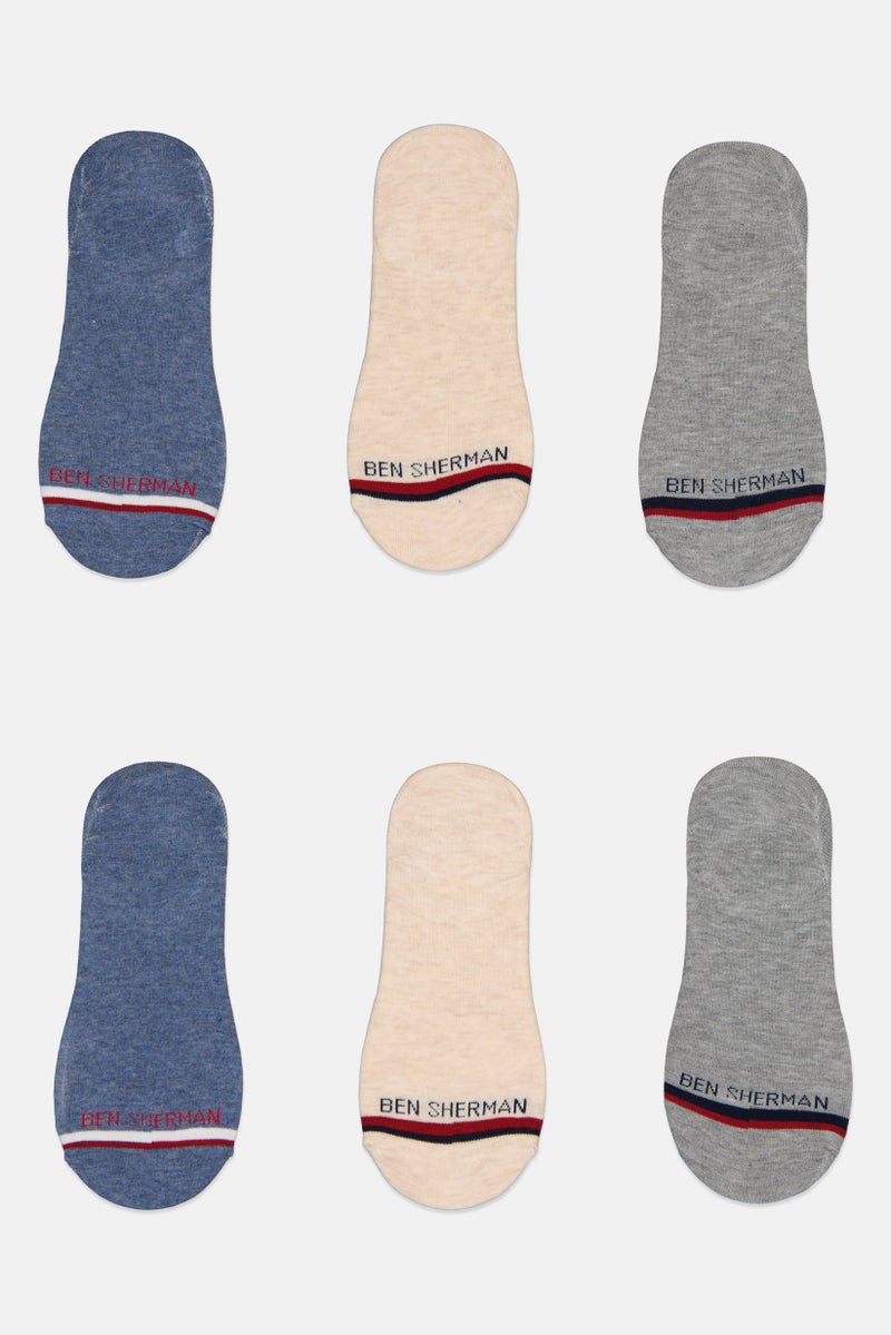Ben Sherman Men 6 Pairs Brand Logo No Show Liner Socks, Multicolor  - Image 2