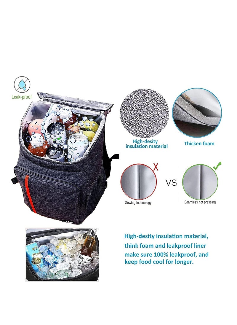 MahMir MahMir® Cooler Backpack 25 Cans Large Capacity Insulated Backpack Cooler Lightweight Leak Proof Soft Cooler Bag for Men Women to Picnics, Camping Hiking Beach Park Trips (Grey)  - Image 5