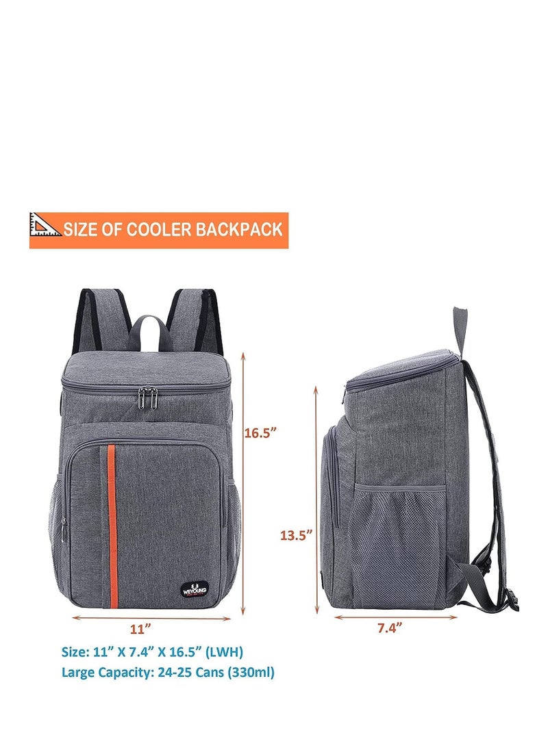 MahMir MahMir® Cooler Backpack 25 Cans Large Capacity Insulated Backpack Cooler Lightweight Leak Proof Soft Cooler Bag for Men Women to Picnics, Camping Hiking Beach Park Trips (Grey)  - Image 2