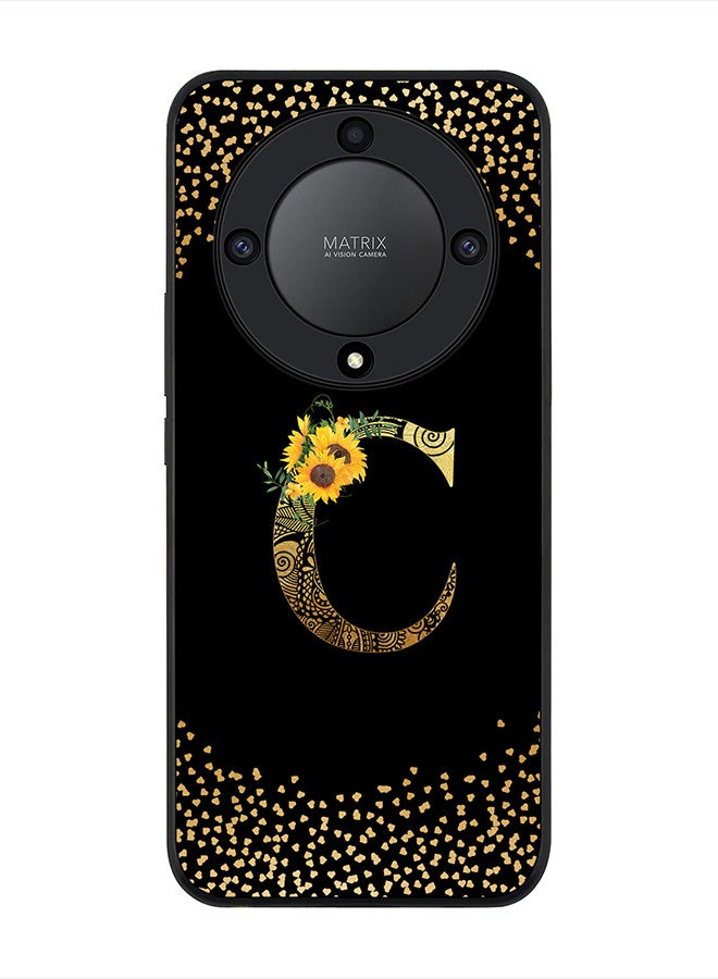 Stylizedd Cover for Honor X9a 5G Case , Rugged Black Slim fit Phone Cases   - Custom Monogram Initial Letter Mandala Floral Pattern Alphabet-C (Black) - Image 1