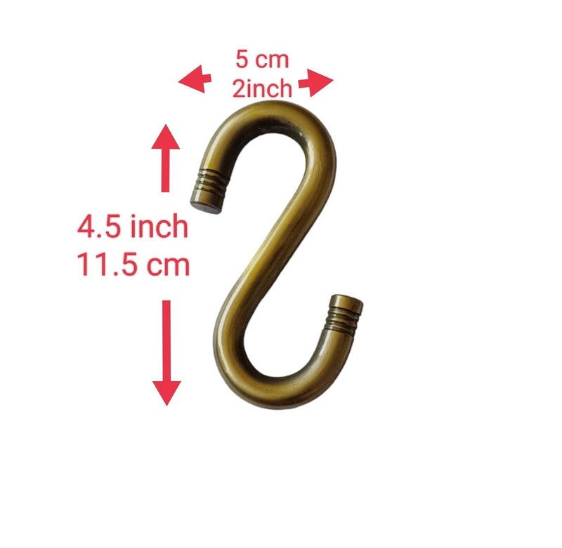 Kkriya Home Decor BRASS ANTIQUE FINISH SHOOK SWING EXTENSION HIQuality Heavy Duty SHook for Patio JHULA Life TIME WARRENTY KADA Patio Swing Hammock Swing12MM Rod with Weight Capacity of 800KG Pack of 4PCS  - Image 3