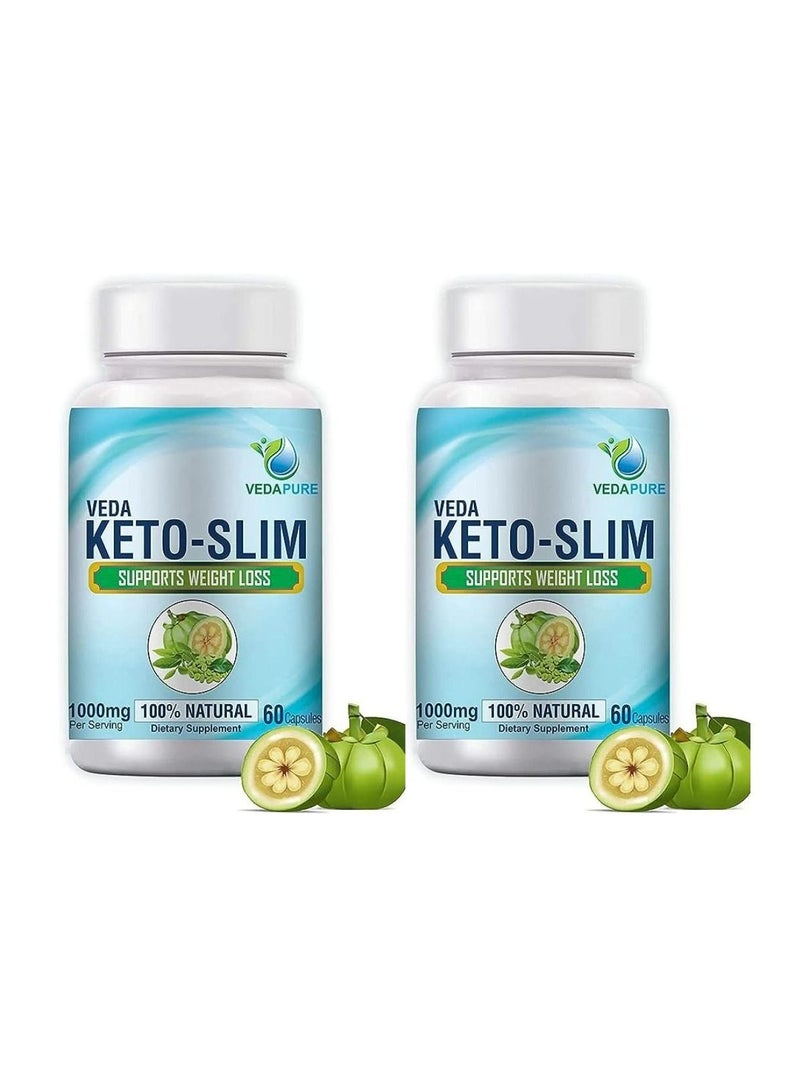 VEDAPURE Keto Slim Supports Weight Loss 60 Capsules, pack of 2 - Image 1