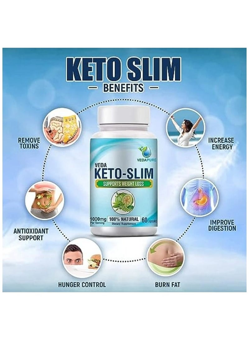 VEDAPURE Keto Slim Supports Weight Loss 60 Capsules, pack of 2 - Image 3