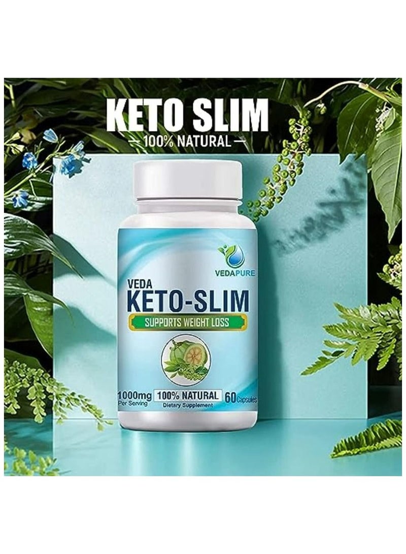 VEDAPURE Keto Slim Supports Weight Loss 60 Capsules, pack of 2 - Image 2