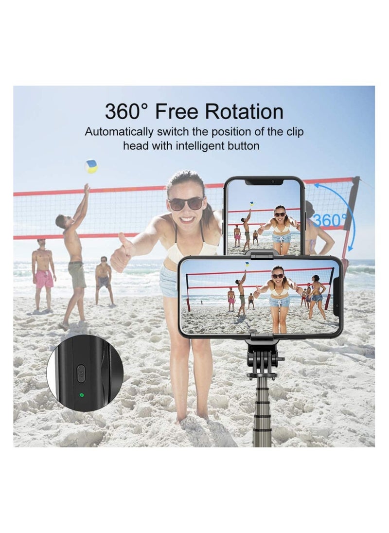 ELTRAZONE Selfie Stick Gimbal Stabilizer,  360° Rotation Tripod with Wireless Remote, Portable Phone Holder, Auto Balance 1-Axis Gimbal for Smartphones Tiktok Vlog Youtuber Live Video Record  - Image 3