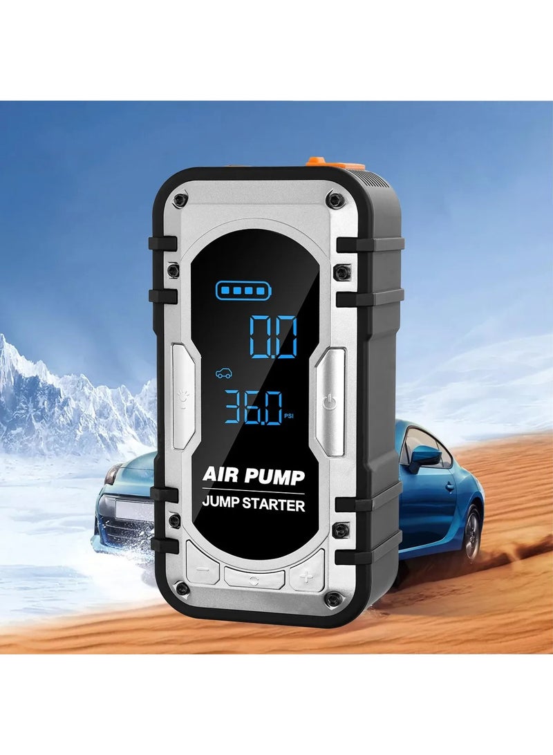 Car Jump Starter Portable Car Starter with built-in Tire Inflator; Smart Digital Air Pump with Tire Pressure Monitoring for Emergency Situations - Image 2