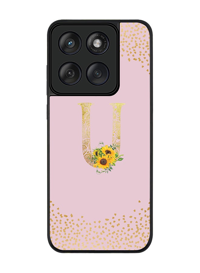 Stylizedd For Motorola MOTO Edge 60 Fusion/ Edge 60 Case,Slim fit Camera Protection, Shockproof Thin Phone cover  - Custom Floral Monogram - U  (Pink ) - Image 1