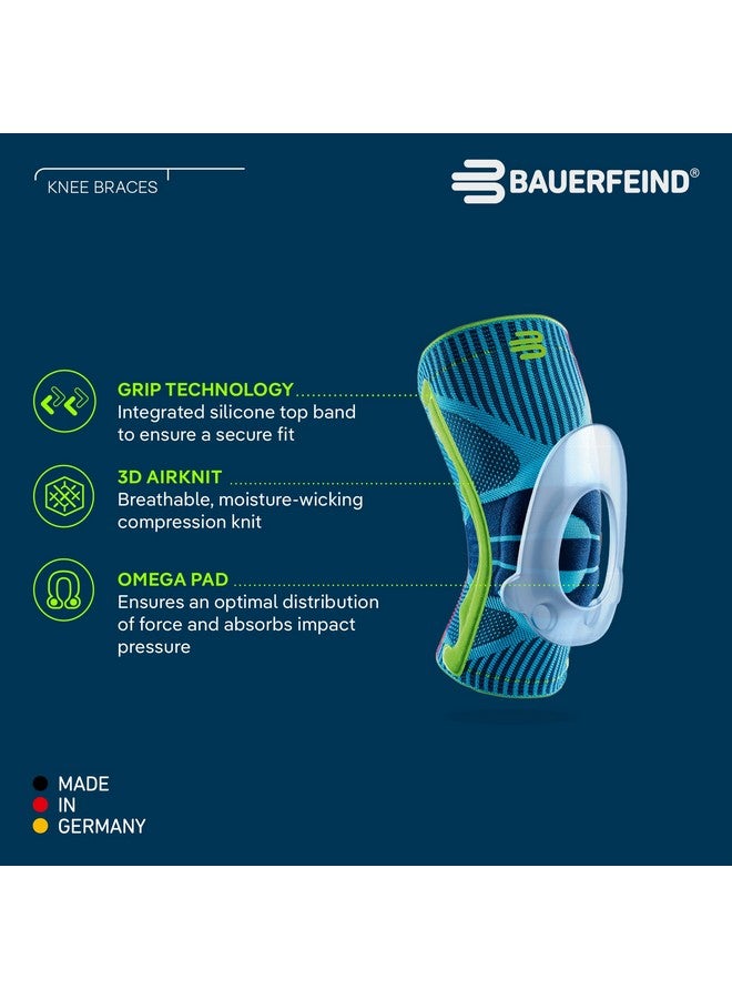 Bauerfeind Bauerfeind Sports Knee Support - Knee Brace for Pain Relief and Stabilization - Patellar Knee Pad for Enhanced Support - Targeted Compression - Lightweight & Durable (Black/Blue, L)  - Image 1