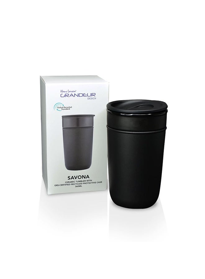 Hans Larsen SAVONA - Hans Larsen Premium Ceramic Tumbler With Recycled Protective Sleeve - Black - Image 3