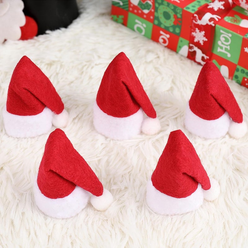 FAVOMOTO 6 Set Christmas Hat And Scarf Wine Bottle Covers, Red Non-woven Fabric Bottle Covers for Christmas Eve Dinner Table Decor, Home Hotel Party Decoration - Image 3