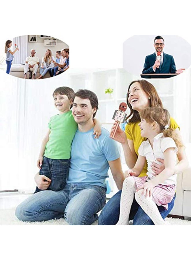 Wireless Bluetooth Karaoke Microphone,3 in 1 Portable Handheld Karaoke Mic Speaker Machine,Karaoke Machine for Kids,Home Party Singing Machine Microphone,Birthday Party,Best Gifts for Kids (Rose Gold) - Image 4