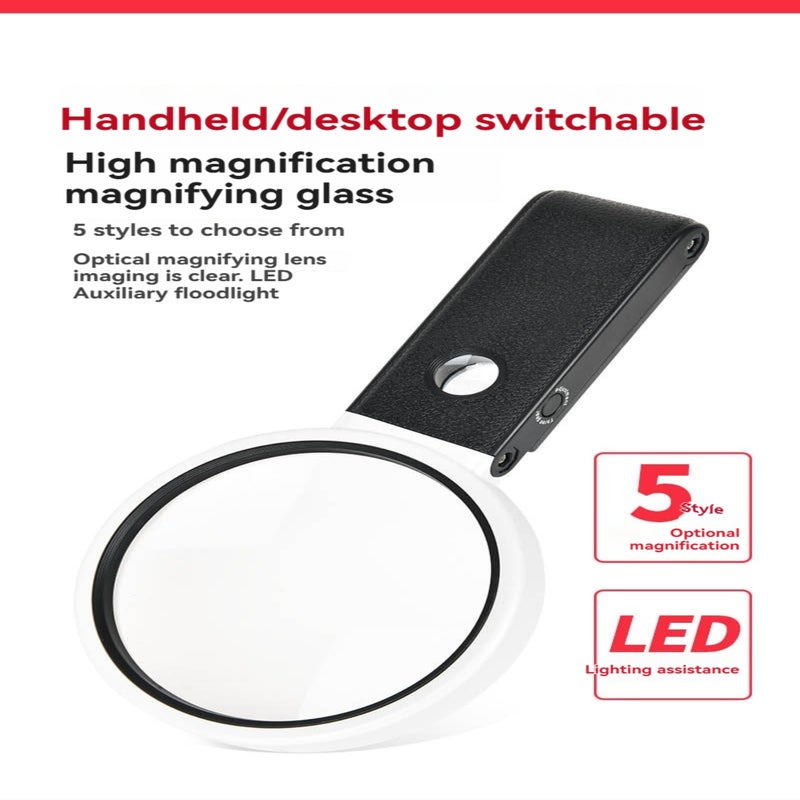 Folding 25 times White magnifying glass with stand, 33LED three-color adjustable - Image 3