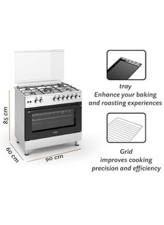 GeneralGold General Gold 90x60 cm Freestanding Gas Cooker 5 Burners Stove Auto Ignition with Wok Burner, Gas Oven and Grill Triple Glass Door and Fan, Full FFD, Heavy Duty 90cm Cooking Range Hob  - Image 4