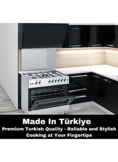 GeneralGold General Gold 90x60 cm Freestanding Gas Cooker 5 Burners Stove Auto Ignition with Wok Burner, Gas Oven and Grill Triple Glass Door and Fan, Full FFD, Heavy Duty 90cm Cooking Range Hob  - Image 5