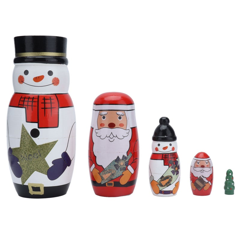 5pcs Nesting Dolls Glossy Round Unique Christmas Style Attractive Decorative Ornaments for Festive Gifts - Image 1