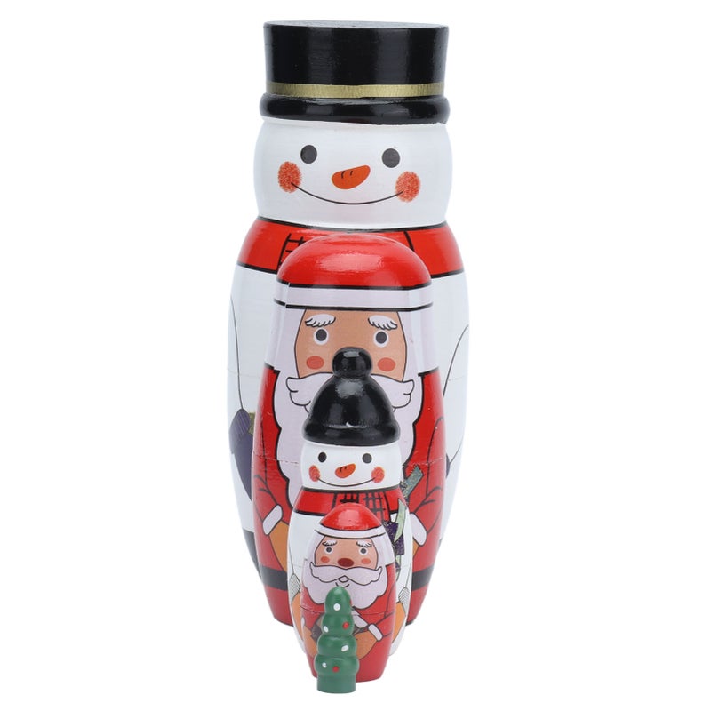 5pcs Nesting Dolls Glossy Round Unique Christmas Style Attractive Decorative Ornaments for Festive Gifts - Image 4