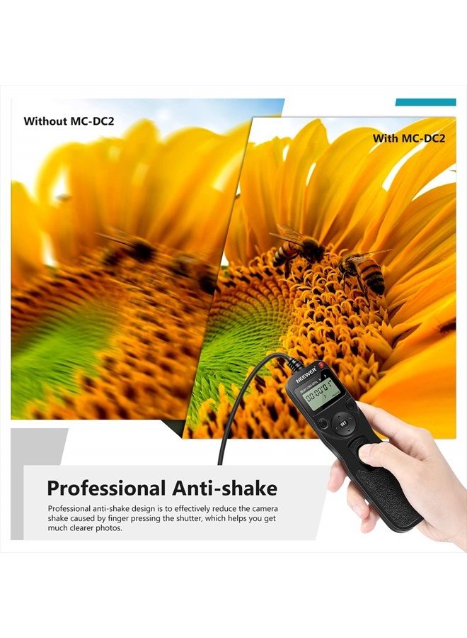 Digital Timer Remote Shutter Release Trigger(Replacement for MC-DC2)for Nikon D90 D600 D610 D3100 D3200 D3300 D5000 D5100 D5200 D5300 D7000 Digital SLR Cameras