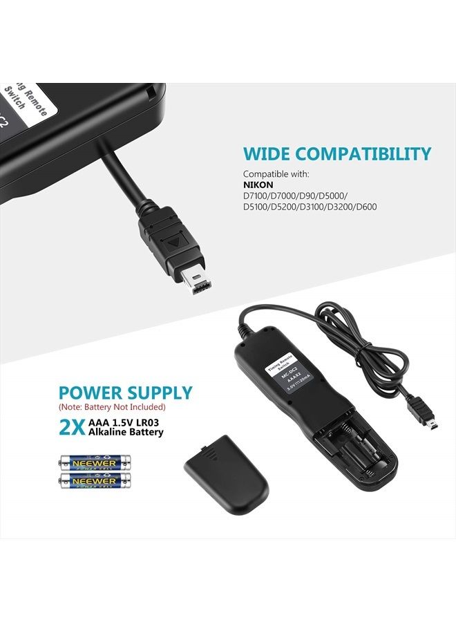 Digital Timer Remote Shutter Release Trigger(Replacement for MC-DC2)for Nikon D90 D600 D610 D3100 D3200 D3300 D5000 D5100 D5200 D5300 D7000 Digital SLR Cameras