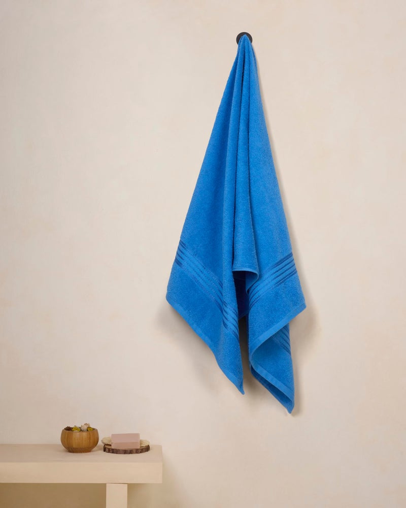 Himêya Himeya 100% Cotton Towels for Bath | Towels for Bath Large Size | Soft & Absorbent | 380 GSM | 1 Piece Bath Towel for Men/Women | 70 cms x 140 cms - Iris Blue - Image 2
