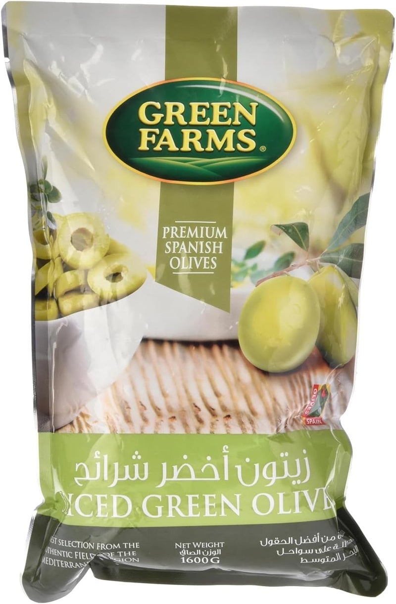 Green Farms شرائح الزيتون الأخضر من مزارع الخضر، 1.6 كجم - Image 1