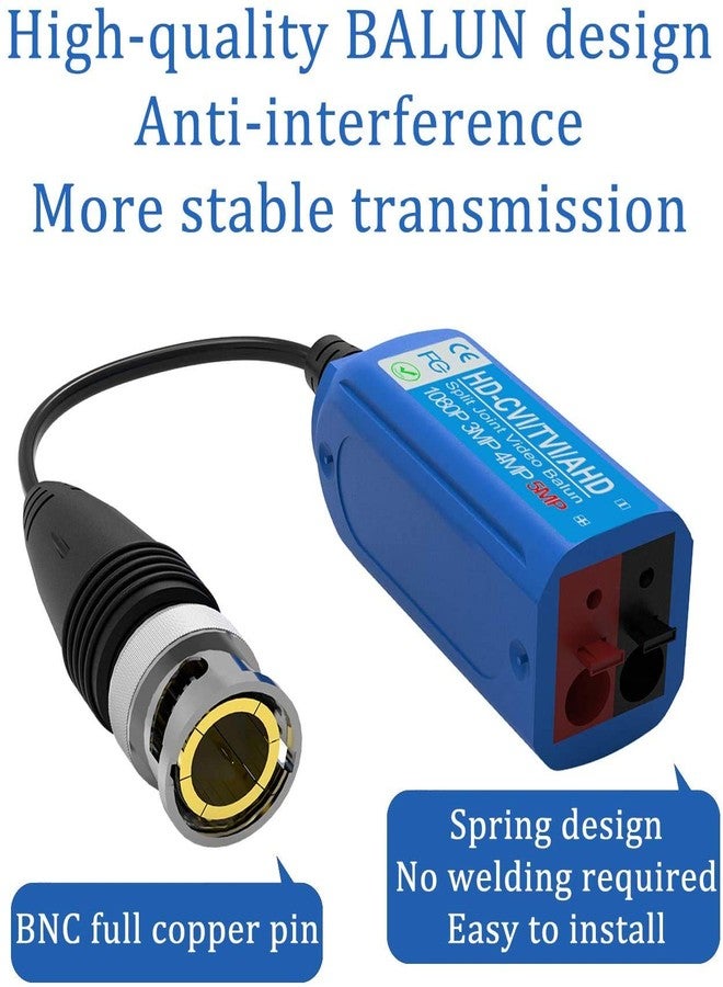 ليبي وورلد LipiWorld® 5MP Split Joint Mini CCTV BNC HD-CVI/TVI/CVBS/AHD Passive Transceiver Video Balun (Pack-5) - Image 3