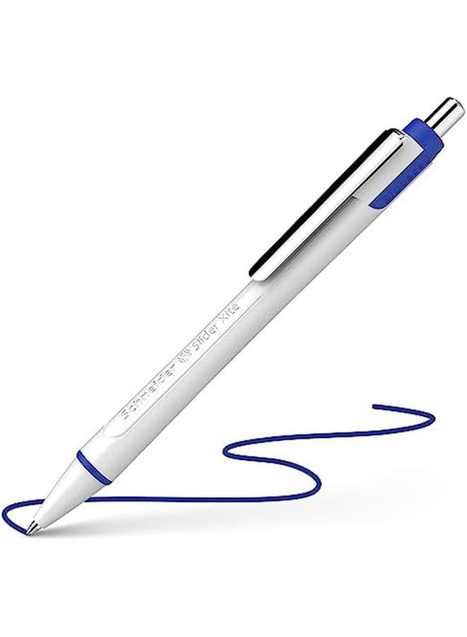 Schneider Slider Xite Xb Extra Broad Ballpoint Pen Refillable Plus Retractable 1.4 Mm White Barrel W Blue Accents Blue Ink Box Of 10 Pens 133203 - Image 2