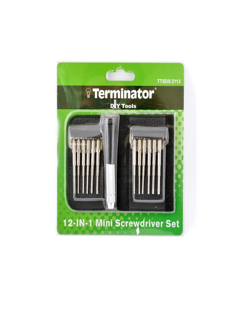 Terminator Terminator Mini Screw Driver 12 Pcs Set With Iron Handle in 1 Mini Pocket for Mobile Phone, Laptop Repair  - Image 2