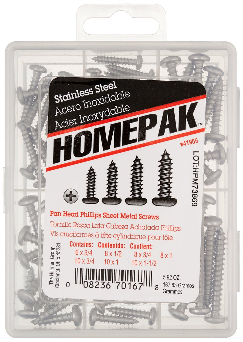 Homepak 41955 Pan Head Phillips Sheet Metal Screws 6 Inch No Color 6 Count - Image 1