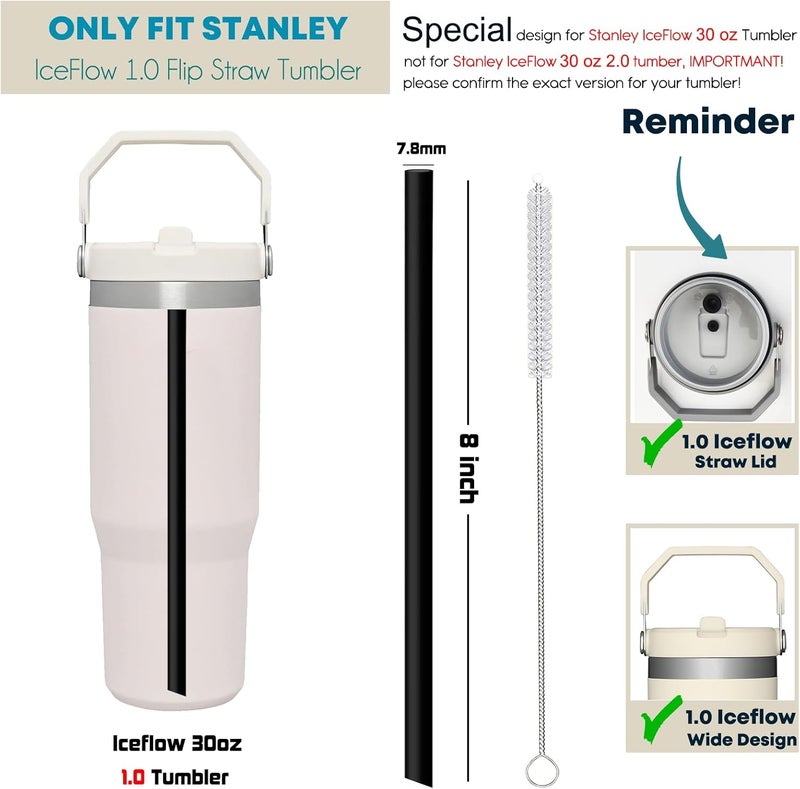 ALINK Replacement Straws for Stanley IceFlow Flip Straw Tumbler 30oz, 6 Pack Reusable Black Plastic Straws Compatible with 30oz IceFlow Cup with Cleaning Brush, Angled Design, Dishwasher Safe - Image 2
