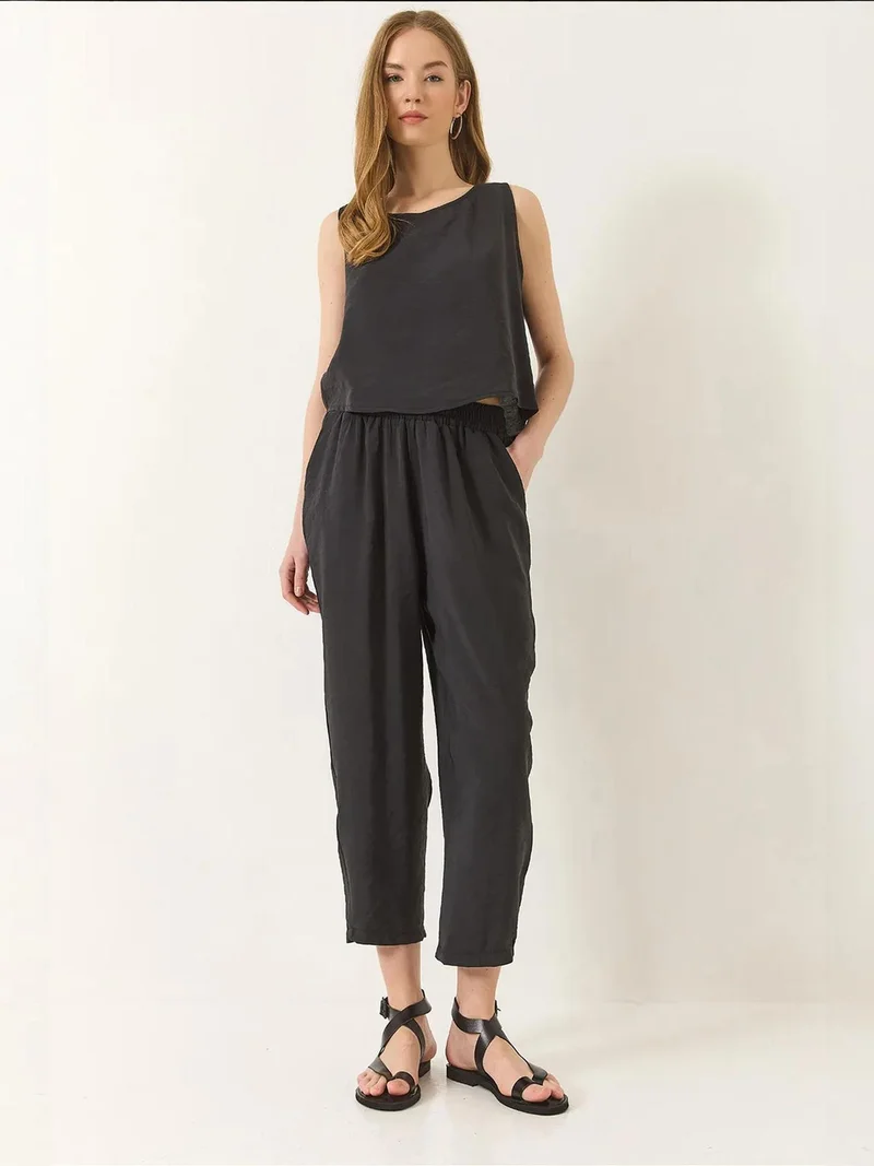 LUCCI Sleeveless Crew Neck Tunic and Wide Leg Pants Set