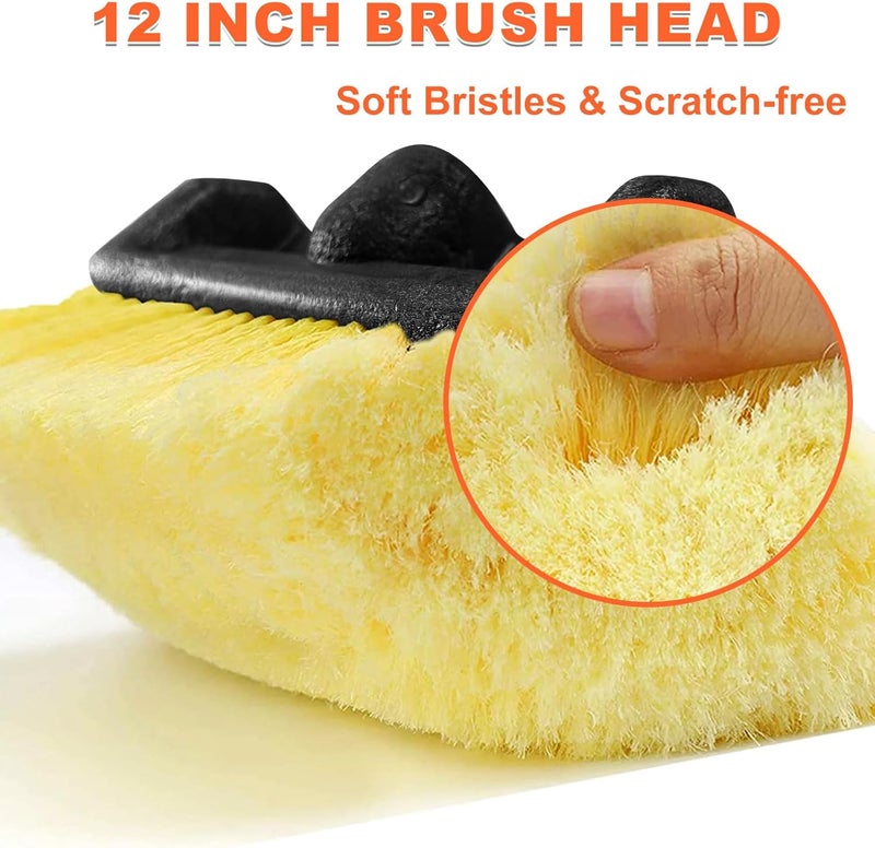 BUYPLUS 12FT Car Wash Brush with Long Handle, 12-Inch Soft Bristle, with Aluminium Telescoping Pole, for Cleaning Car, SUV, RV, Boats, House Siding, Floors, Solar Panels, and More - Image 4