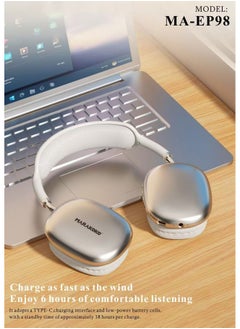 Marakoko Headphones with clear sound quality. Fast Bluetooth 5.3 headphones. Distinctive design. Wireless headphones similar to Apple. Wireless headphones with a noise-canceling microphone. Wireless headphones with stereo sound. Wireless Bluetooth headphones with an external memory port. Sound-isolating headphones from the Maracoco brand, model MA-EP98.  - Image 3