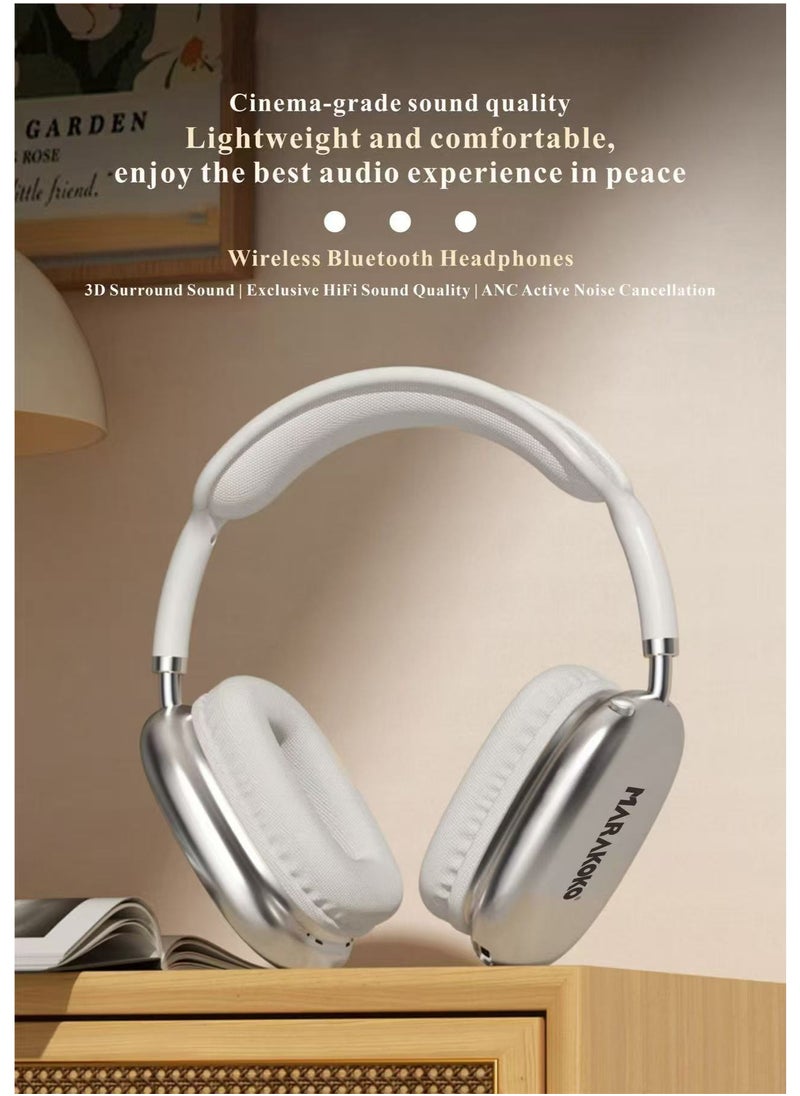 Marakoko - Headphones with clear sound quality. Fast Bluetooth 5.3 headphones. Distinctive design. Wireless headphones similar to Apple. Wireless headphones with a noise-canceling microphone. Wireless headphones with stereo sound. Wireless Bluetooth headphones with an external memory port. Sound-isolating headphones from the Maracoco brand, model MA-EP98. - Image 1