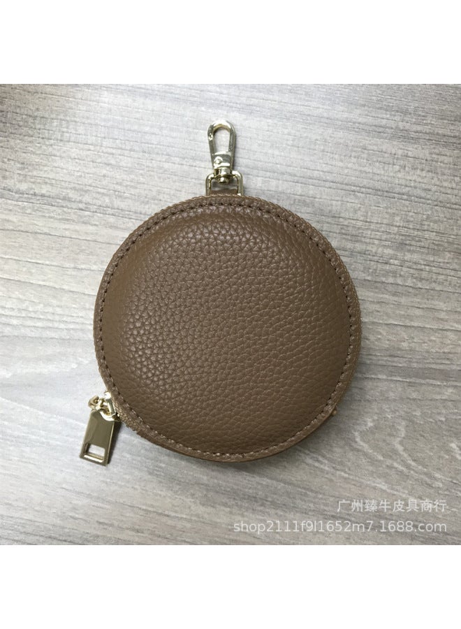 And Korean Style Fresh Style Faux Leather Women's Zipper Coin Purse Pu Leather Litchi Pattern Portable Short Round Coin Purse