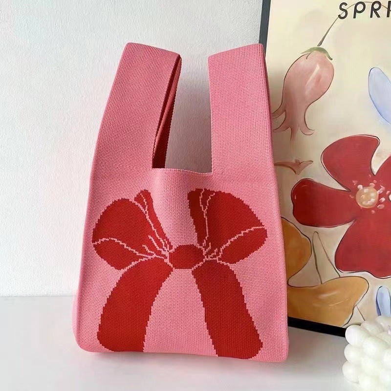 New Chinese Wedding Bag Red National Fashion Knitted Handbag Wedding Ceremony Accompanying Gift Bag Large Capacity Portable Woven Bag - Image 1