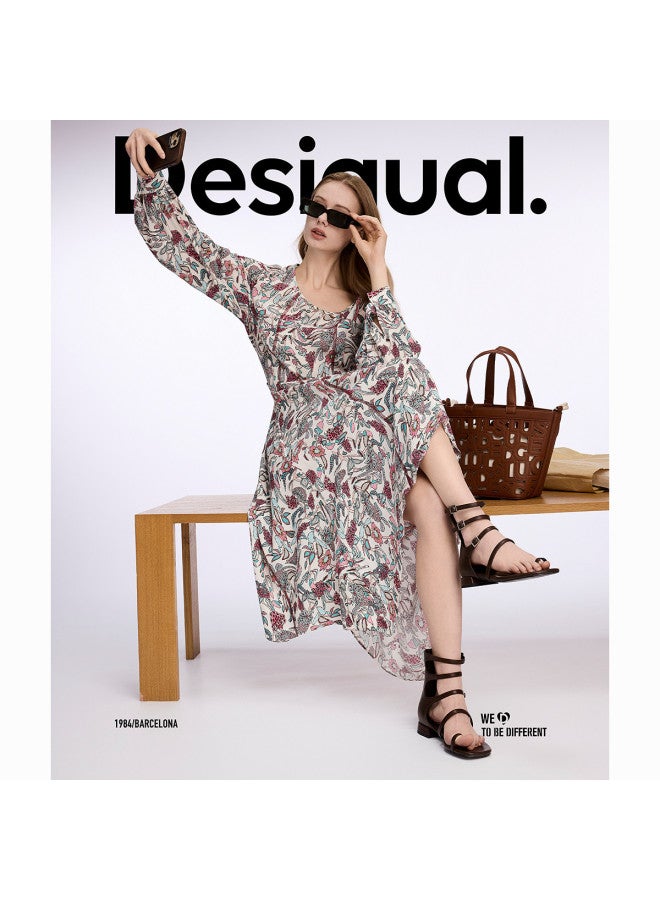 DESIGUAL oversized Asymmetrical Hem Hand-painted Print Midi Dress - Image 5